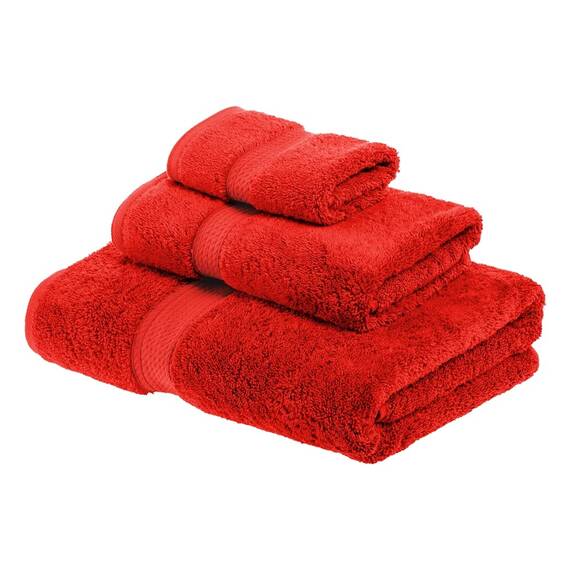 Superior - 3-teiliges Handtuchset, Baumwolle, rot, 900 Gramm
