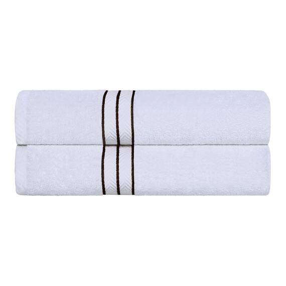 Superior - Hotelkollektion, luxuriöse Badehandtücher, 100% Baumwolle, weiß/schokoladenfarben, 900 Gramm, 2-er Set