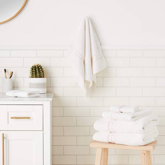 Superior - Hotelkollektion, luxuriöses Handtuchset, 100% Baumwolle, weiß/teerosenfarben, 900 Gramm, 6-teilig