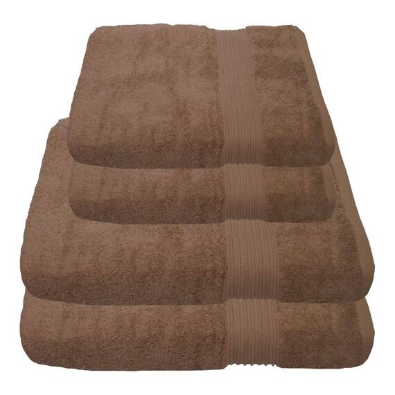 Julie Julsen 4 TLG Handtuchset 2 Badetücher 2 Handtücher Reine Baumwolle über 30 Farben Pastell Braun