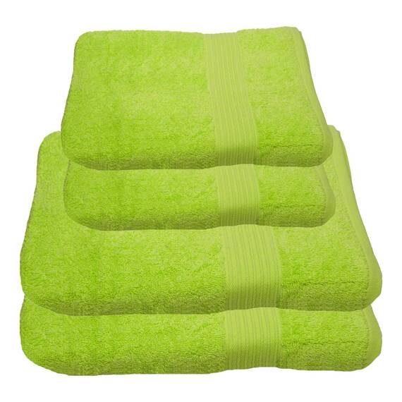 Julie Julsen 4 TLG Handtuchset 2 Badetücher 2 Handtücher Reine Baumwolle über 30 Farben Limette