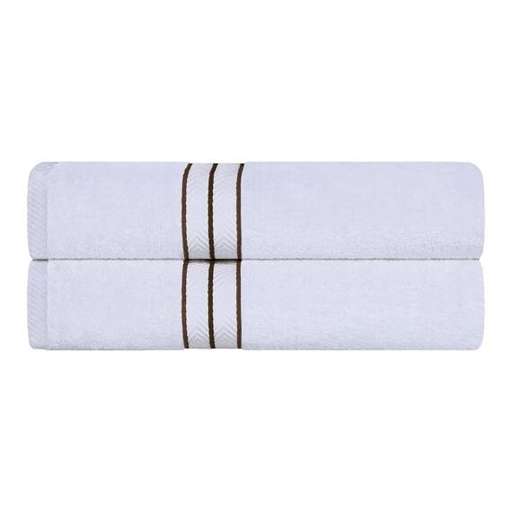 Superior - Hotelkollektion, luxuriöse Badehandtücher, 100% Baumwolle, weiß/lattefarben, 900 g, 2-er Set