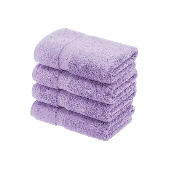 Superior Handtücher aus ägyptischer Baumwolle, 4er-Set, ultraweiche Handtücher, Dickes Plüsch, saugfähig, schwer, Gästebad, Hotel, Spa, Badezimmer, Duschbasics, Lila