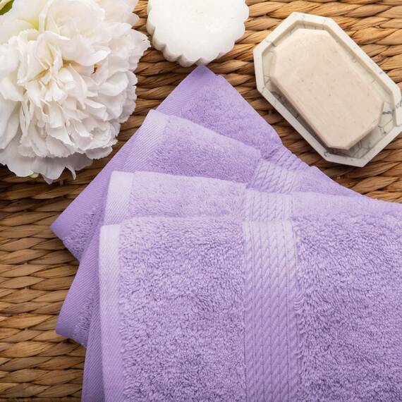 Superior Handtücher aus ägyptischer Baumwolle, 4er-Set, ultraweiche Handtücher, Dickes Plüsch, saugfähig, schwer, Gästebad, Hotel, Spa, Badezimmer, Duschbasics, Lila