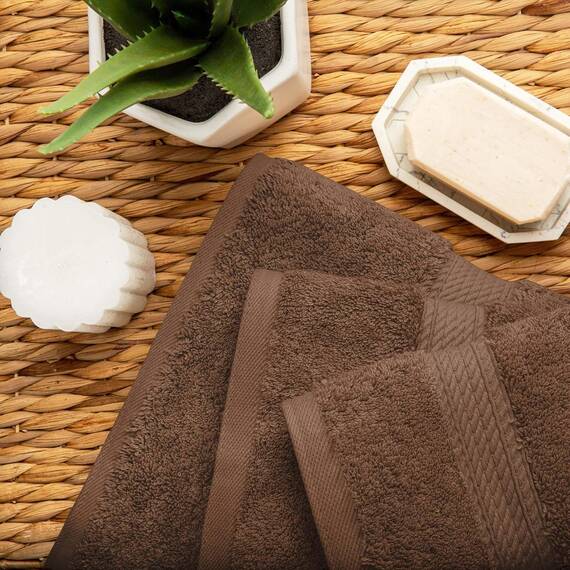 Superior - 3-teiliges Handtuchset, Baumwolle, schokoladenfarben, 900 Gramm