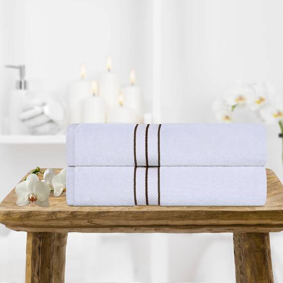 Superior - Hotelkollektion, luxuriöse Badehandtücher, 100% Baumwolle, weiß/lattefarben, 900 g, 2-er Set