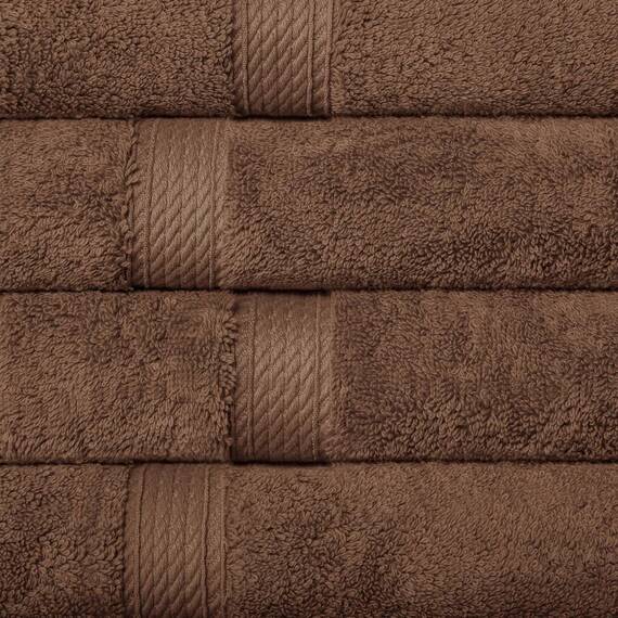 Superior Handtücher aus ägyptischer Baumwolle, 4er-Set, ultraweiche Handtücher, Dickes Plüsch, saugfähig, schwer, Gästebad, Hotel, Spa, Badezimmer, Duschbasics, Braun (Schokolade)