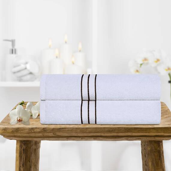 Superior - Hotelkollektion, luxuriöse Badehandtücher, 100% Baumwolle, weiß/schokoladenfarben, 900 Gramm, 2-er Set