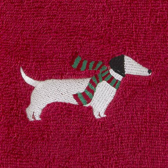 SKL Home Snow Many Dackel-Handtuch, 2er-Pack, rot