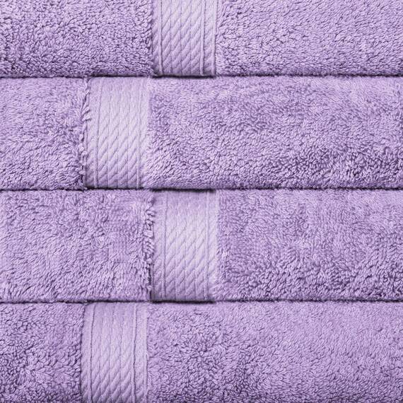 Superior Handtücher aus ägyptischer Baumwolle, 4er-Set, ultraweiche Handtücher, Dickes Plüsch, saugfähig, schwer, Gästebad, Hotel, Spa, Badezimmer, Duschbasics, Lila