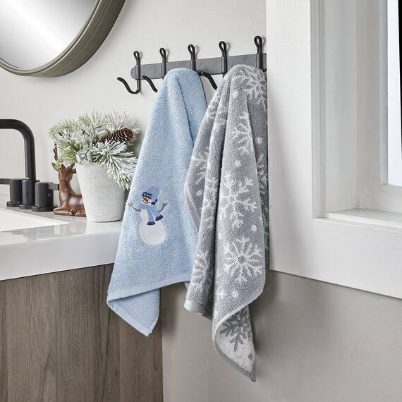 SKL Home Handtuch Duschvorhang-und Haken-Geschenk-Set, Baumwolle, blau, 2
