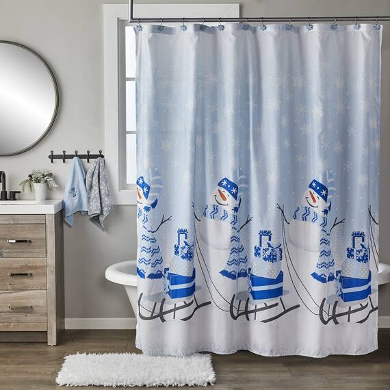 SKL Home Handtuch Duschvorhang-und Haken-Geschenk-Set, Baumwolle, blau, 2