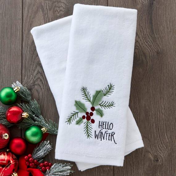 SKL Home Hello Winter Holly 3D Badetuch (2er-Pack)