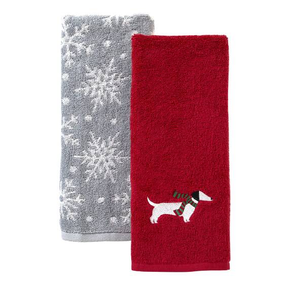 SKL Home Snow Many Dackel-Handtuch, 2er-Pack, rot