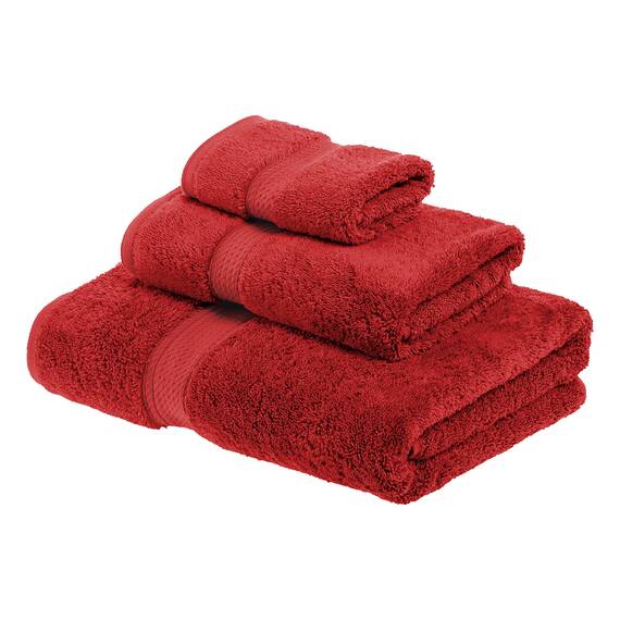 Superior - 3-teiliges Handtuchset, Baumwolle, rot, 900 Gramm