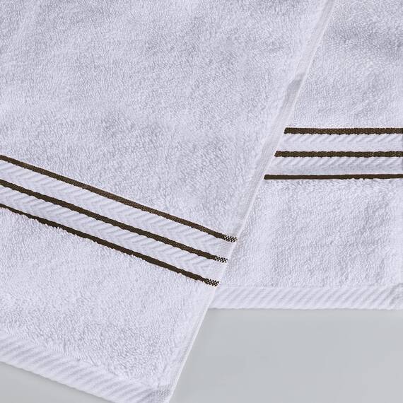 Superior - Hotelkollektion, luxuriöse Badehandtücher, 100% Baumwolle, weiß/lattefarben, 900 g, 2-er Set