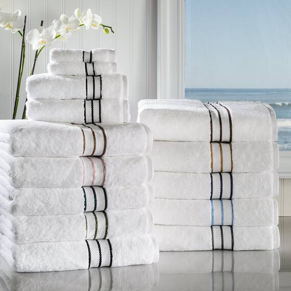 Superior Türkische Baumwolle Ultra-Plüsch 8-teiliges Handtuch-Set, ideal für Hauptbad, Gäste-WC, schnell trocknend, Dusche, Spa, Gesicht/Waschlappen, Handtücher, Badetücher, saugfähig, Home Basics,