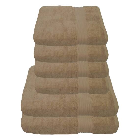 Julie Julsen 6 TLG Handtuchset 2 Badetücher 4 Handtüche Reine Baumwolle über 30 Farben Pastell Beige