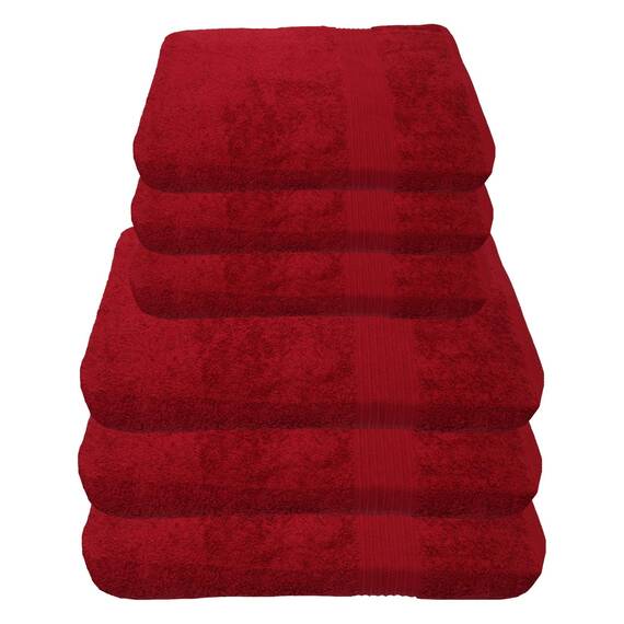 Julie Julsen 6 TLG Handtuchset 3 Badetücher 3 Handtücher Reine Baumwolle über 30 Farben Bordeaux