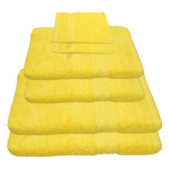 Julie Julsen 6 TLG Handtuchset 2 Badetücher 2 Handtücher + 2 Waschhandschuhe gratis Reine Baumwolle über 30 Farben Gelb