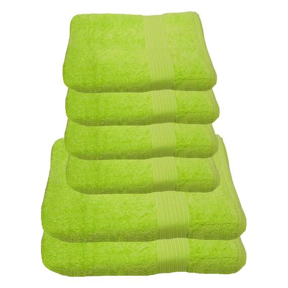 Julie Julsen 6 TLG Handtuchset 2 Badetücher 4 Handtüche Reine Baumwolle über 30 Farben Limette