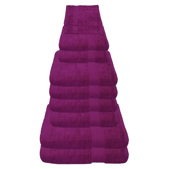 Julie Julsen 10 TLG Handtuchset 2 Badetücher 4 Handtücher 2 Gästetücher 2 Waschhandschuhe Reine Baumwolle über 30 Farben Fuchsia