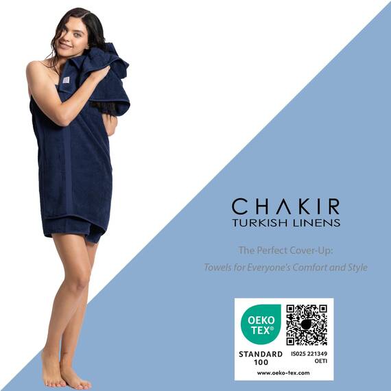Chakir Turkish Linens Hotel & Spa Qualität, Premium Baumwolle türkische Handtücher (89,9 x 178,8 cm, Jumbo-Badetücher, Marineblau)