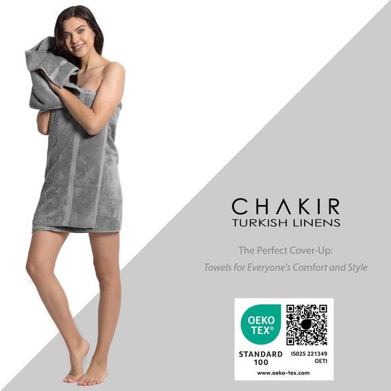Chakir Turkish Linens, 100% Baumwolle, Premium-Qualität, türkische Badetücher (89 x 178 cm, große Badetücher – grau)