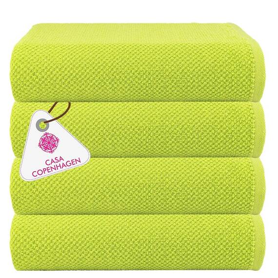 Casa Copenhagen 4-teiliges Geschenkset XL Designer Handtüchern aus 100% ägyptischer Baumwolle- Electric Green, 70x140 cm, 4Badetücher für Badezimmer (perfekte Geschenkset für Damen & Herren)