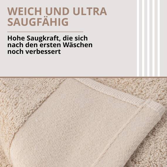 casaviva – Handtücher Set 100% hochwertige Baumwolle 750 g/m², Oeko-Tex Badehandtücher, extra kuschelig und saugfähig - 6-teiliges Handtuchset - Beige Turteltaube
