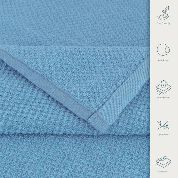Casa Copenhagen EcoPop – 4-teiliges Geschenkset aus 100% Baumwolle: Große Designer-Handtücher – Dusty Blue, 55" x 27", 4 Badetücher für das Badezimmer (in Geschenkbox, Set für Damen & Herren)