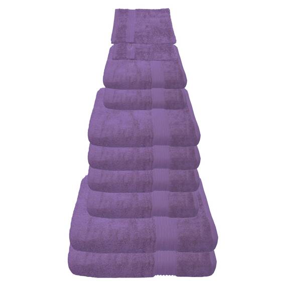 Julie Julsen 10 TLG Handtuchset 2 Badetücher 4 Handtücher 2 Gästetücher 2 Waschhandschuhe Reine Baumwolle über 30 Farben Lavendel