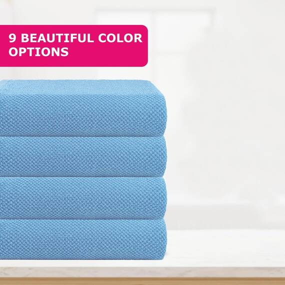 Casa Copenhagen EcoPop – 4-teiliges Geschenkset aus 100% Baumwolle: Große Designer-Handtücher – Dusty Blue, 55" x 27", 4 Badetücher für das Badezimmer (in Geschenkbox, Set für Damen & Herren)