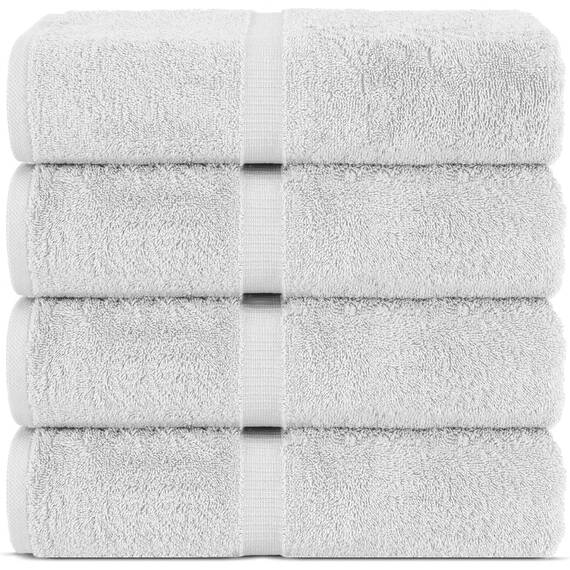 Chakir Turkish Linens Türkische Handtücher für Badezimmer, 100 % Baumwolle, 76,2 x 152,4 cm, (4 Stück, silberfarben)