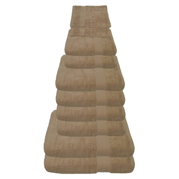Julie Julsen 10 TLG Handtuchset 2 Badetücher 4 Handtücher 2 Gästetücher 2 Waschhandschuhe Reine Baumwolle über 30 Farben Pastell Beige