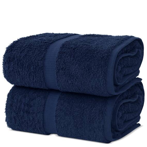 Chakir Turkish Linens Hotel & Spa Qualität, Premium Baumwolle türkische Handtücher (89,9 x 178,8 cm, Jumbo-Badetücher, Marineblau)