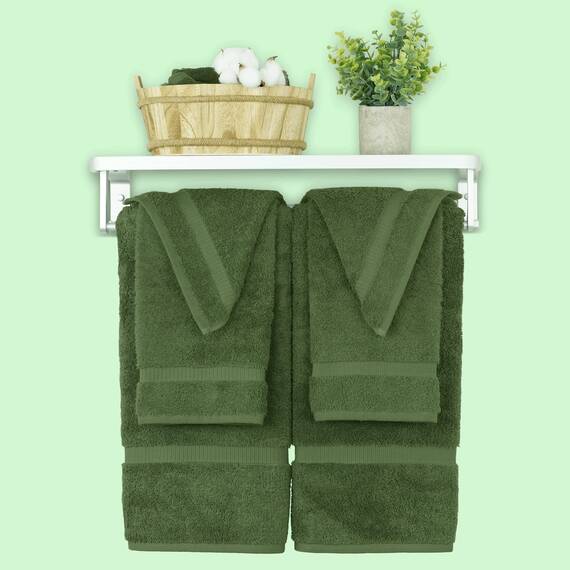 Chakir Turkish Linens Hochwertige türkische Handtücher für das Badezimmer, 100% Baumwolle, 2 große Badetücher, 2 Handtücher, 2 Waschlappen, (6-teiliges Handtuch-Set, Grün (Moss))