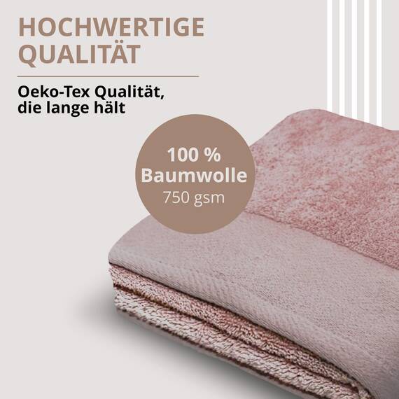 casaviva – Handtücher Set 100% Hochwertige Baumwolle 750 g/m², Oeko-Tex Badehandtücher, extra kuschelig und saugfähig - 6-teiliges Handtuchset - Reines Pink