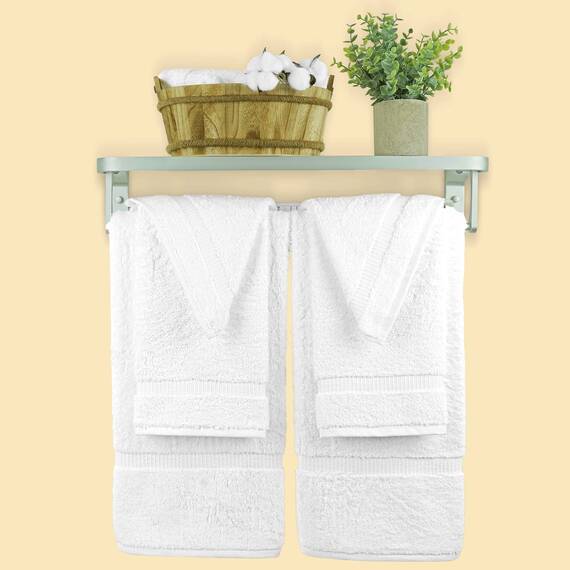 Chakir Turkish Linens Premium Türkische Handtücher für Badezimmer, 100% Baumwolle, 2 Badetücher, 2 Handtücher, 2 Waschlappen (6-teiliges Handtuch-Set, weiß)