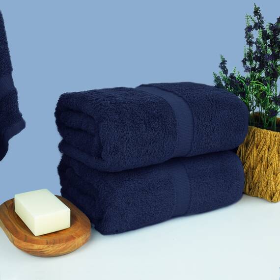 Chakir Turkish Linens Hotel & Spa Qualität, Premium Baumwolle türkische Handtücher (89,9 x 178,8 cm, Jumbo-Badetücher, Marineblau)