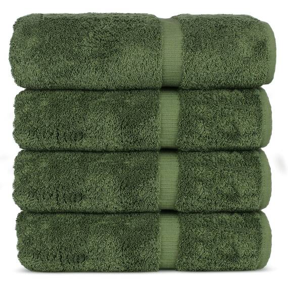 Chakir Turkish Linens Türkische Handtücher für Badezimmer, 100% Baumwolle, 68 x 137 cm, 4-teiliges Badetuch, Moos