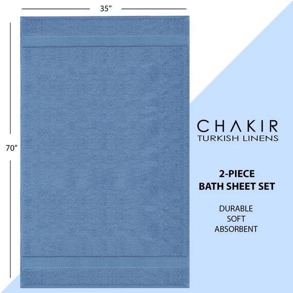 Chakir Turkish Linens Türkische Handtücher in Hotel- und Spa-Qualität, Premium-Baumwolle, 89,9 x 178,8 cm, Jumbo-Badetücher – Wedgewood