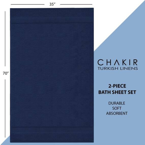 Chakir Turkish Linens Hotel & Spa Qualität, Premium Baumwolle türkische Handtücher (89,9 x 178,8 cm, Jumbo-Badetücher, Marineblau)