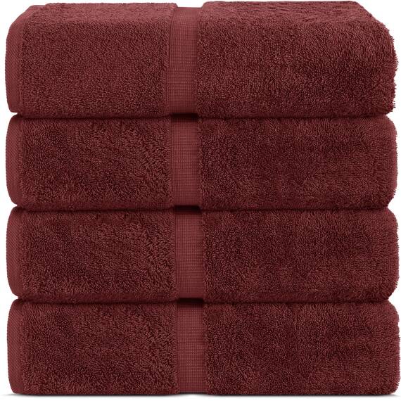 Chakir Turkish Linens Hochwertige türkische Handtücher für das Badezimmer, 100 % Baumwolle, 76,2 x 152,4 cm, 4 Stück, Preiselbeere