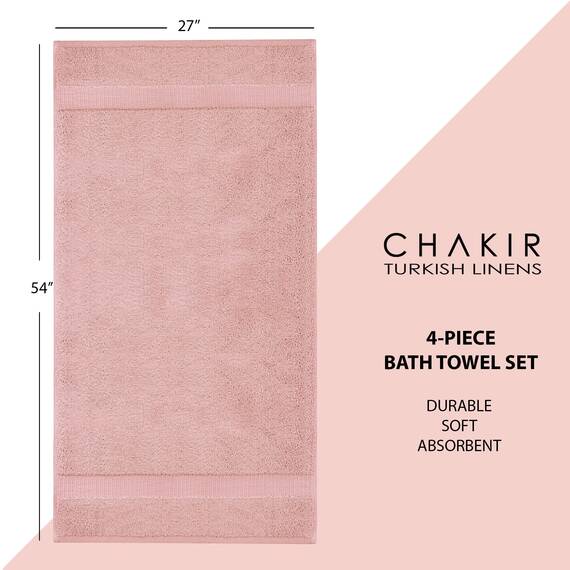 Chakir Turkish Linens | Hotel- & Spa-Qualität 100% Baumwolle Premium türkische Handtücher | weich und saugfähig (4-teilige Badetücher, Rosa)