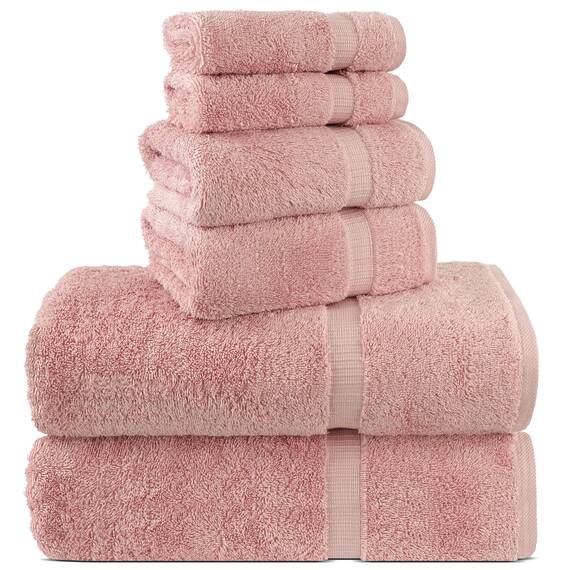 Chakir Turkish Linens 100% Baumwolle Premium Türkische Handtücher für Badezimmer | 2 Badetücher - 2 Handtücher, 2 Waschlappen (6-teiliges Handtuch-Set, Rosa)