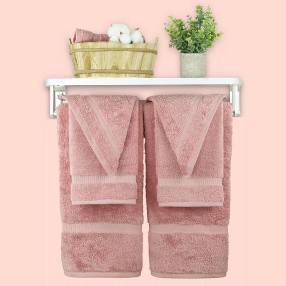 Chakir Turkish Linens 100% Baumwolle Premium Türkische Handtücher für Badezimmer | 2 Badetücher - 2 Handtücher, 2 Waschlappen (6-teiliges Handtuch-Set, Rosa)