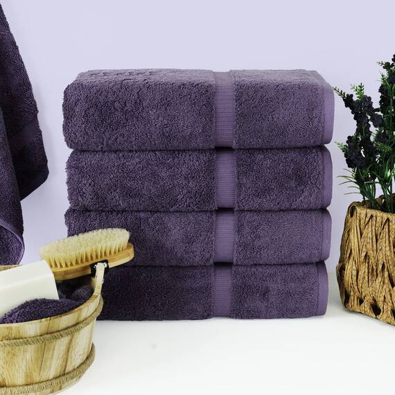 Chakir Turkish Linens | Hotel & Spa Qualität 100% Baumwolle Premium türkische Handtücher | weich & saugfähig (4-teilige Badetücher, Pflaume)