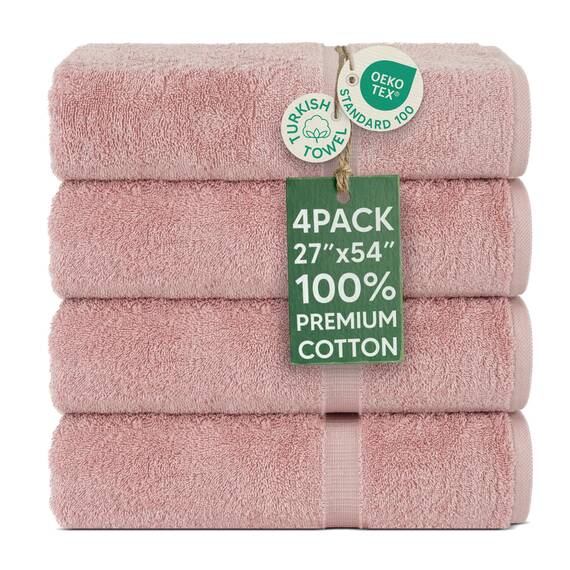 Chakir Turkish Linens | Hotel- & Spa-Qualität 100% Baumwolle Premium türkische Handtücher | weich und saugfähig (4-teilige Badetücher, Rosa)