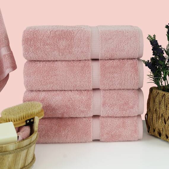 Chakir Turkish Linens | Hotel- & Spa-Qualität 100% Baumwolle Premium türkische Handtücher | weich und saugfähig (4-teilige Badetücher, Rosa)